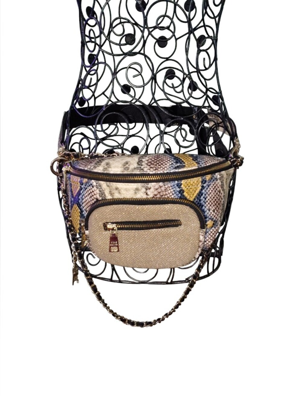Steve Madden Multicolor Snakeskin Print Crossbody Belt Bag EUC